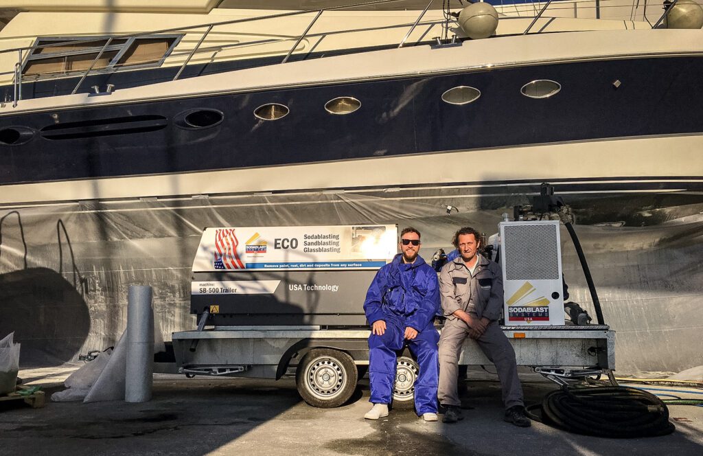 Maszyna do sodowania ze swoim właścicielem